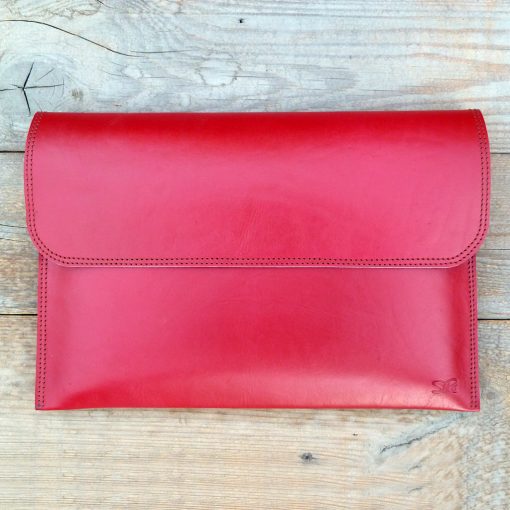 leather sleeve-cherry red