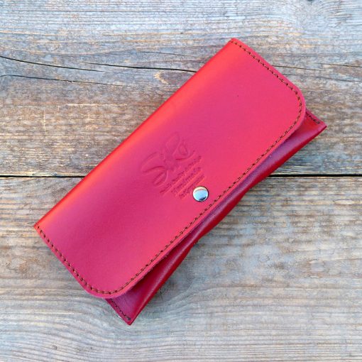 leather glasses case-deluxe-cherry red