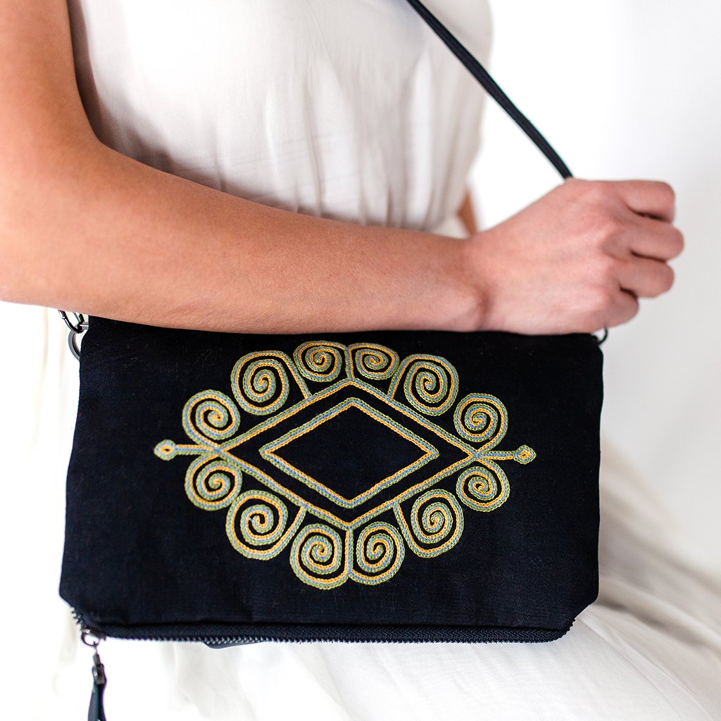 Foldover Crossbody Clutch - Embroidery - Hand & Fairmade - by SiRo