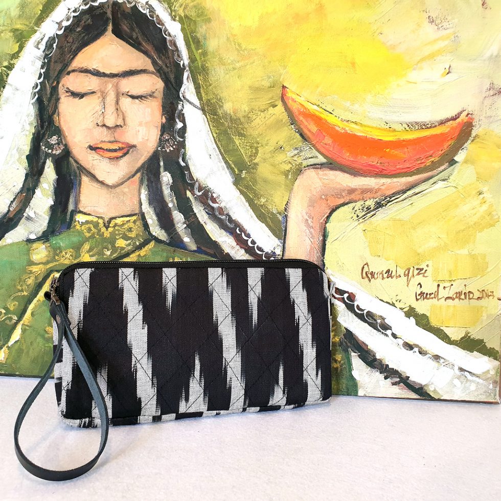 Grey - Handcrafted Ikat Weave Leather Wallet
