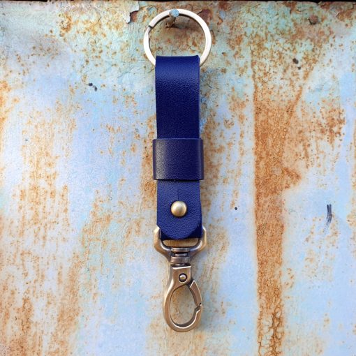 leather keychain-indigo